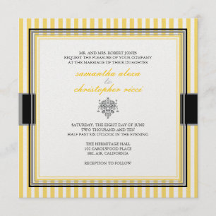 Invitations de mariage à rayures jaunes