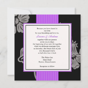 Invitations de mariage à rayures violettes