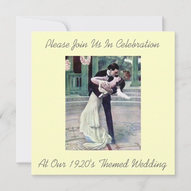 Invitations de mariage à thème des années 1920 (Devant)