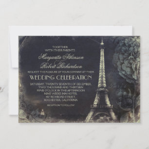 Invitations de mariage anciennes de la tour Eiffel