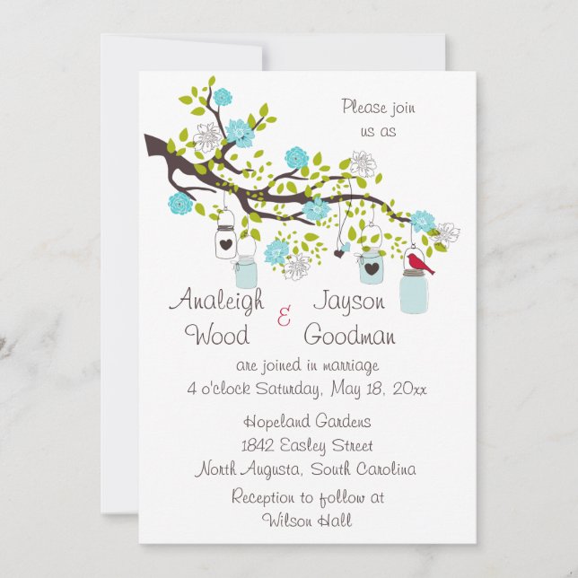 Invitations de mariage Aqua Bliss (Devant)