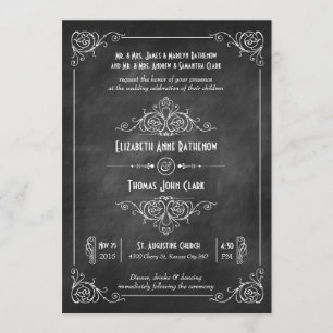 Invitations de mariage Art Déco Chalkboard