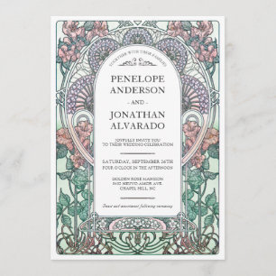 Invitations de mariage Art Nouveau coloré (Set #3)