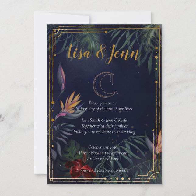 Invitations de mariage au clair de lune tropicale (Devant)