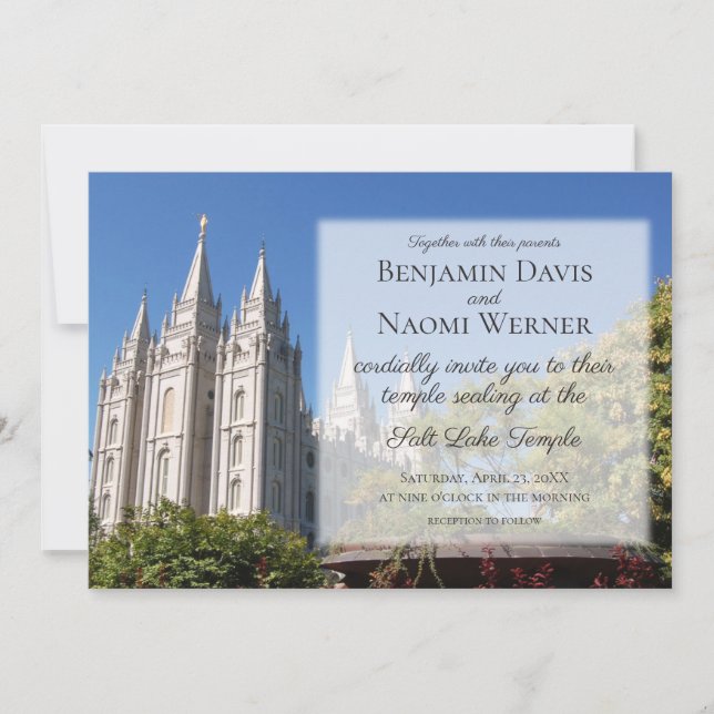 Invitations de mariage au temple LDS Salt Lake (Devant)