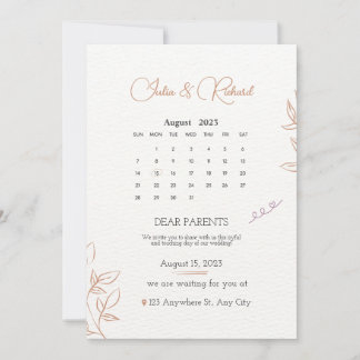 Invitations de mariage avec calendrier 2024