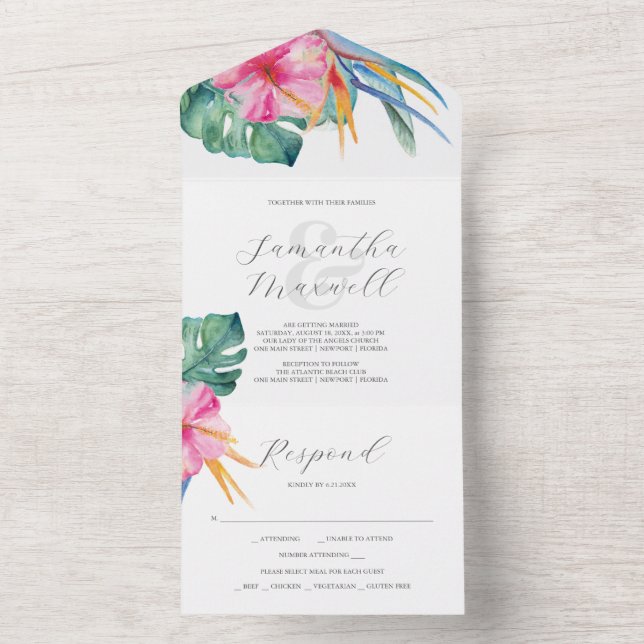 Invitations de mariage avec la destination de la c (À l'intérieur)