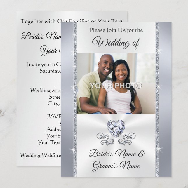 Invitations de mariage avec photos de couple (Devant / Derrière)
