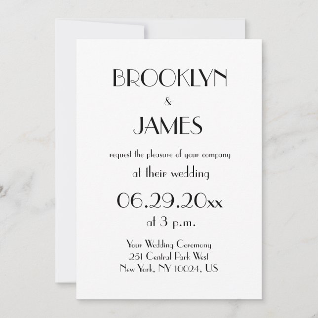 Invitations de mariage blanc minimal déco (Devant)