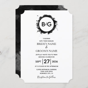 Invitations de mariage blanc noir simple