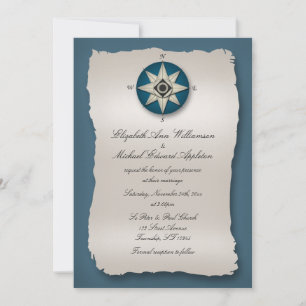 Invitations de mariage Bleu Compass