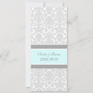 Invitations de mariage bleu gris blanc Damas