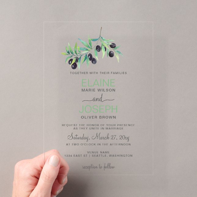 Invitations de mariage botanique de la Branche d'O (In situ (ordinateur de poche))