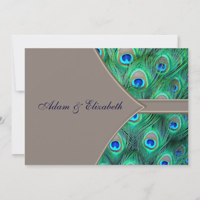 Invitations de mariage Brown Blue Peacock (Devant)