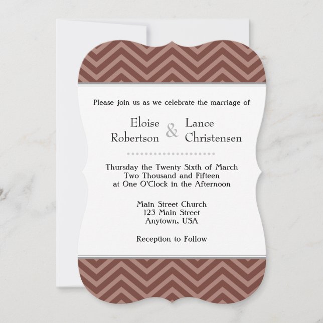 Invitations de mariage Brown Chevron (Devant)