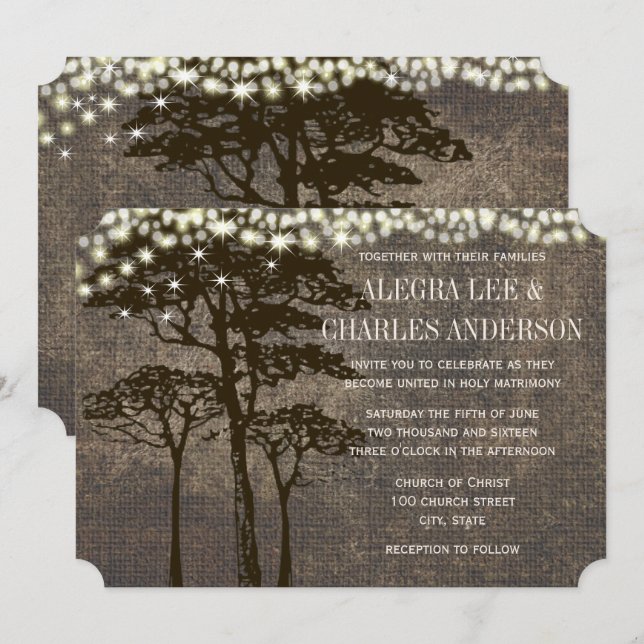 Invitations de mariage Brown de chêne (Devant / Derrière)