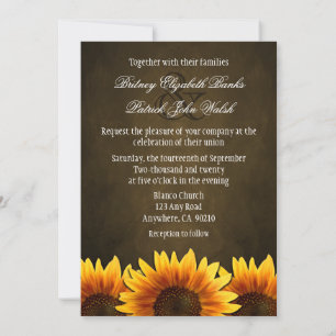 Invitations de mariage Brown de tournesol en table