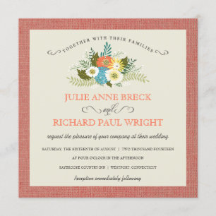 Invitations de Mariage campagnard de Burlap Rustiq