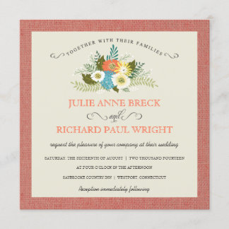 Invitations de Mariage campagnard de Burlap Rustiq