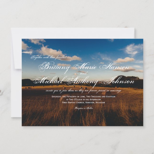 Invitations de Mariage campagnard de Hay Bales à l (Devant)