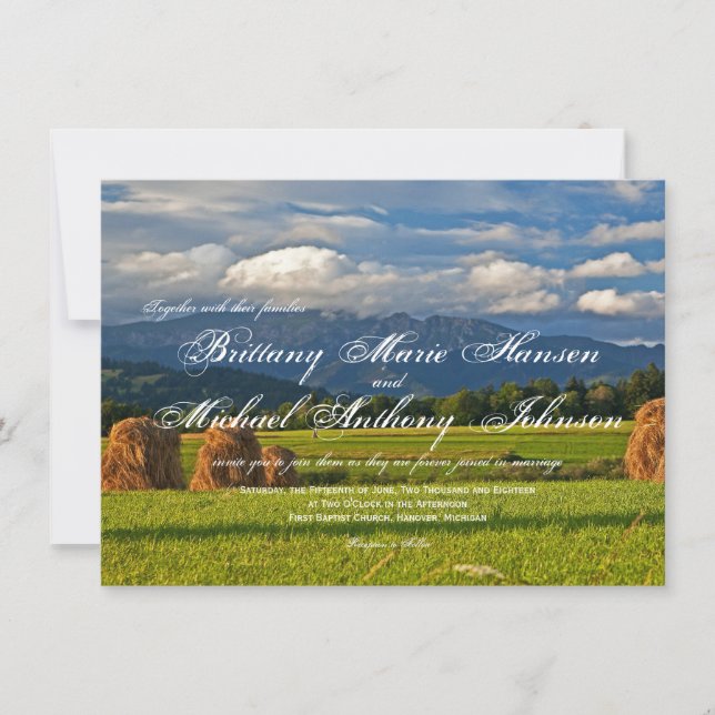 Invitations de Mariage campagnard de terrain de la (Devant)