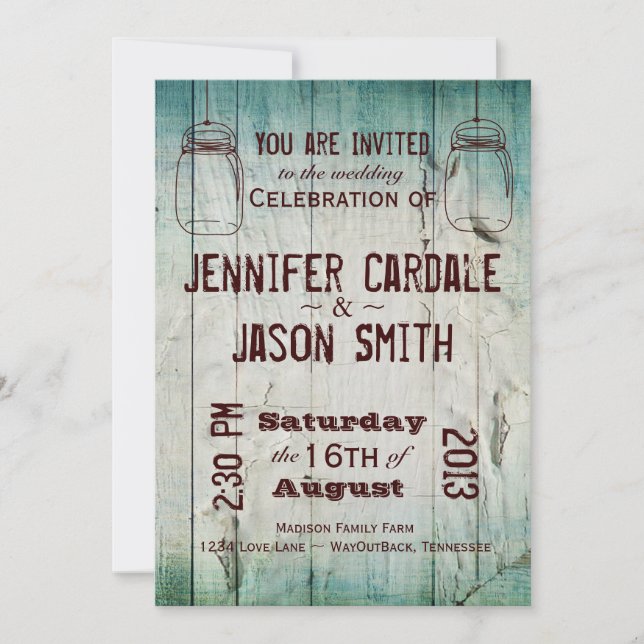Invitations de Mariage campagnard en bois de Barn  (Devant)