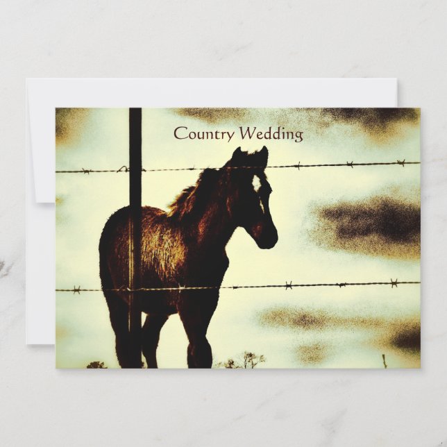 Invitations de Mariage campagnard rustique avec ch (Devant)