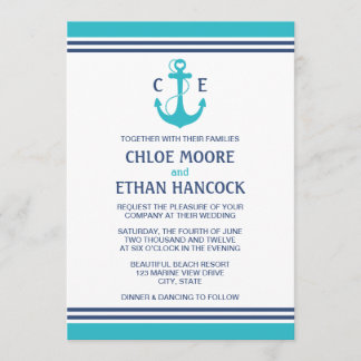 Invitations de mariage caustique turquoise