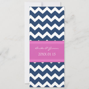 Invitations de mariage Chevron bleu rose chaud