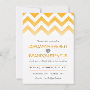 Invitations de mariage Chevron Ombre jaune