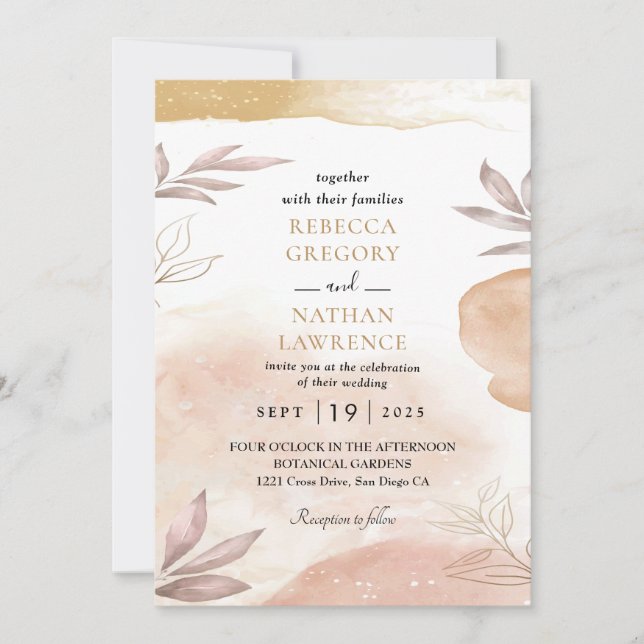 Invitations de mariage chic Boho (Devant)
