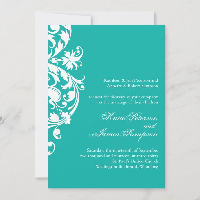 Invitations de mariage classique de jade (Devant)