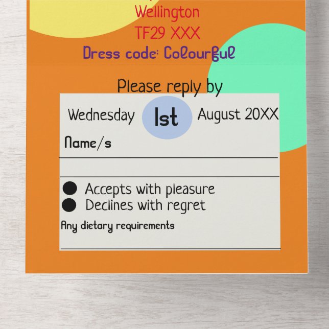 Invitations de mariage coloré boho bulles amusant  (Intérieur en bas)