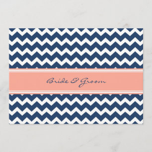 Invitations de mariage Coral Blue Chevron