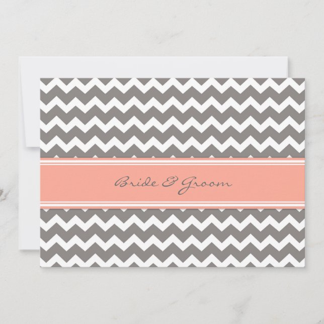 Invitations de mariage Coral gris Chevron (Devant)