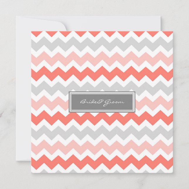 Invitations de mariage Coral gris Chevron (Devant)