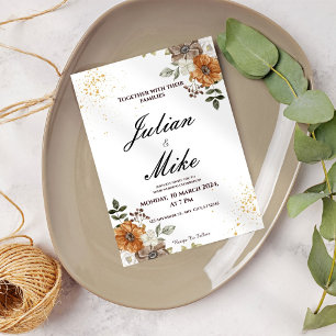 Invitations de mariage créan et minimaliste Brown