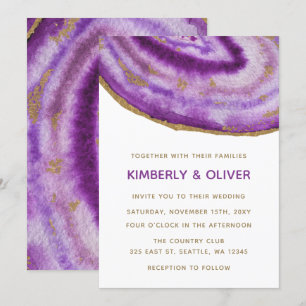 Invitations de mariage d'âge mauve doré
