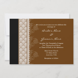 Invitations de Mariage damassé Brown au chocolat A