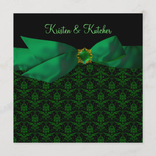 Invitations de Mariage damassé Emerald Green Noir