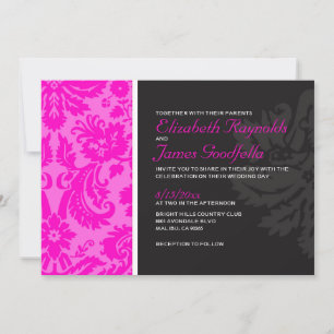 Invitations de Mariage damassé Hot Pink