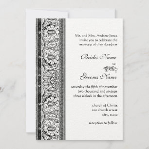 Invitations de Mariage damassé noir