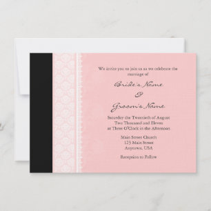 Invitations de Mariage damassé One-Side A6 rose pâ
