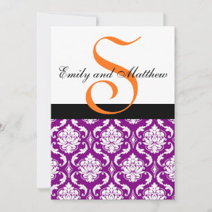 Invitations de Mariage damassé violettes Orange Mo