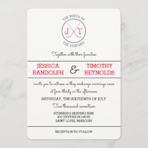 Invitations de mariage d'amour pour le hockey