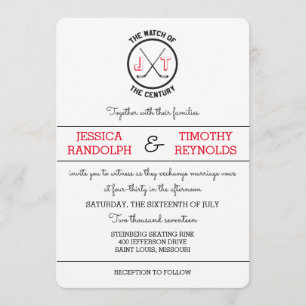 Invitations de mariage d'amour pour le hockey