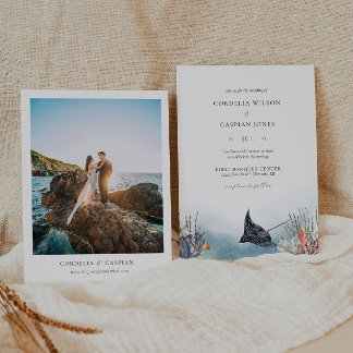 Invitations de mariage dans l'océan sous l'aquarel
