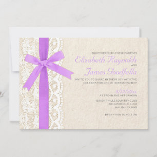 Invitations de mariage d'arc et de dentelle de