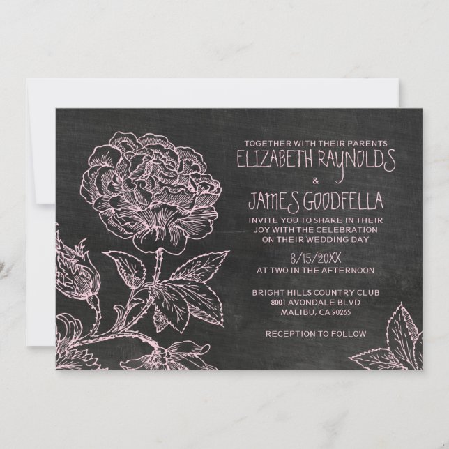 Invitations de mariage d'ardoise rustique (Devant)