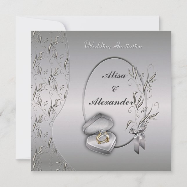 Invitations de mariage d'argent Annonces (Devant)